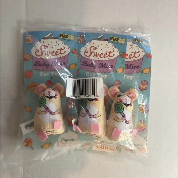 3 packs of fuzzu for pets & you sweet baby mice cat toy organic catnip insidenew