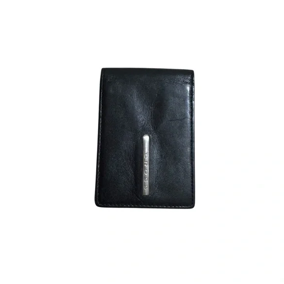 Cross Black Leather Card Holder Wallet with Silver Accent