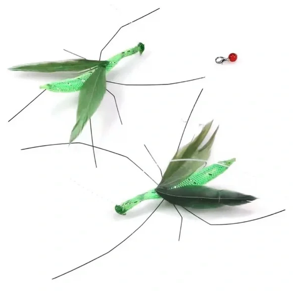 Cat Insect Feather Toys Replacement - 2 Pcs Handmade Natural Mantis