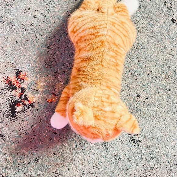 Weighted, life size Plush Cat Toy - Orange and White.  Like new condition
