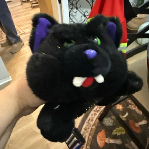 Dan Dee Vintage Plush SCAREDY CAT Black Blue Screeches & Growls Halloween Decor