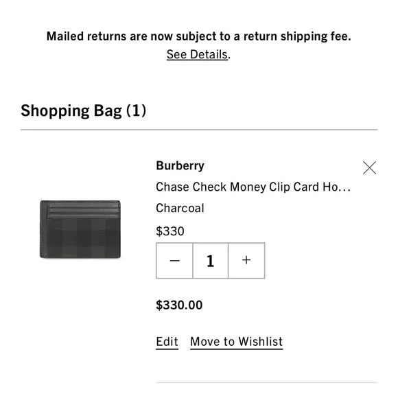 Burberry Black Check Card Holder with Money Clip