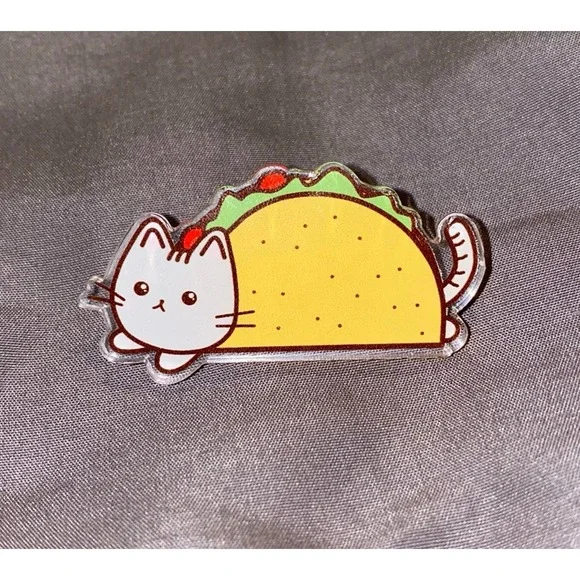 Tacocat Acrylic backpack Pin, Palindrome, tacocat spelled backwards is tacocat