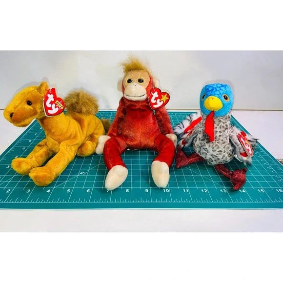 Ty Beanie Baby Camel Niles Monkey Schweetheart Turkey Lurkey Plush Animals Tags