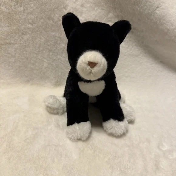 Douglas Beckie Soft Black & White Cat Plush Stuffed Animal, 10