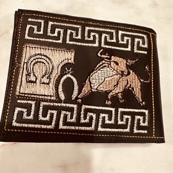 Black and Brown Money Clip with Greek Key Design