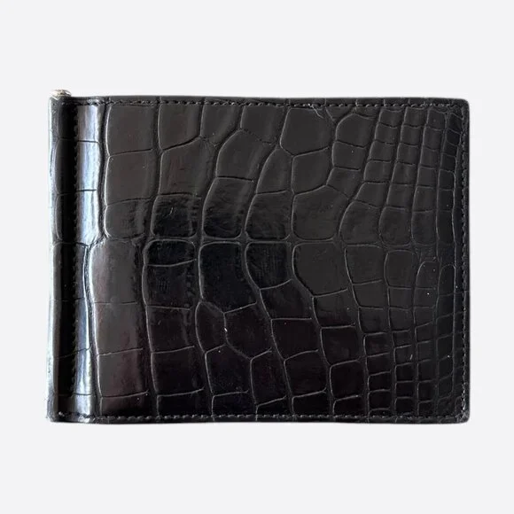 Hermes Black Alligator Poker Compact Wallet