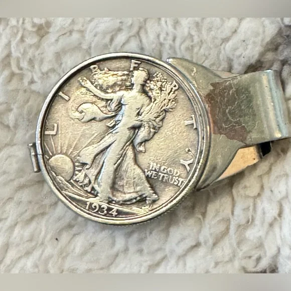 1934 Loberty Walking Half Dollar Money Clip Stainless