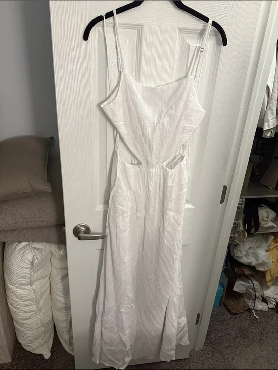 Abercrombie & Fitch White Maxi Dress with Side Cutouts