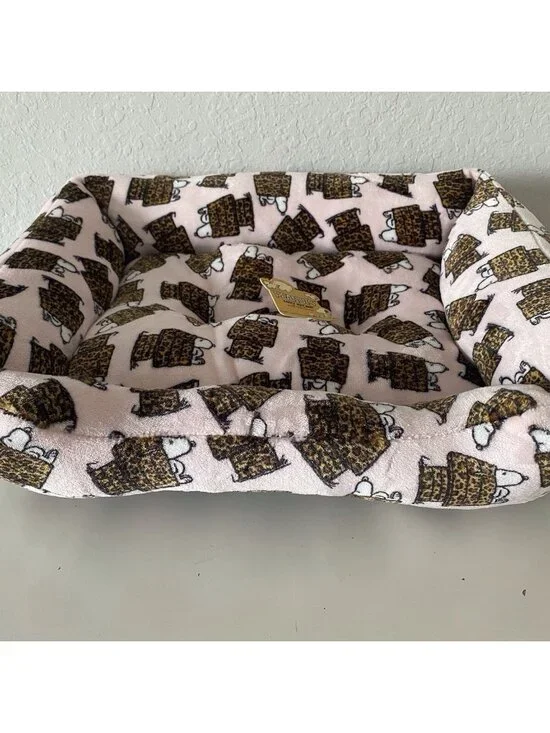 Peanuts Snoopy Small Dog Pet Cozy Cuddler Bed Animal‎ Print Leopard Doghouse NEW