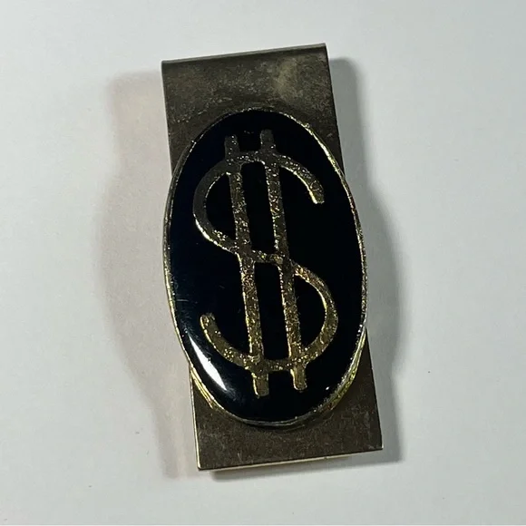 Vintage Dollar Sign Gold Tone Money Clip
