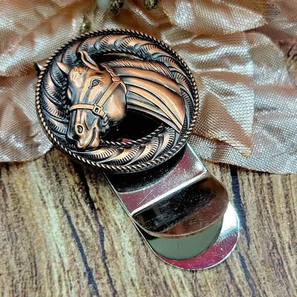 Horsehead Money Clip southwestern Indian head Metal Rose Tone Concho Clip