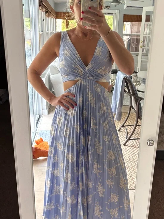 Abercrombie Light Blue Floral Cutout Maxi Dress