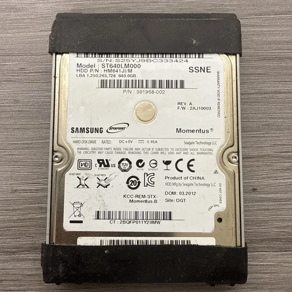 Samsung‎ ST640LM000 P/N:HM641JI/M FW:2AJ10003 640GB 2.5
