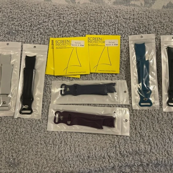 Samsung Smartwatch Bands in Black, Gray, Blue, and Purple