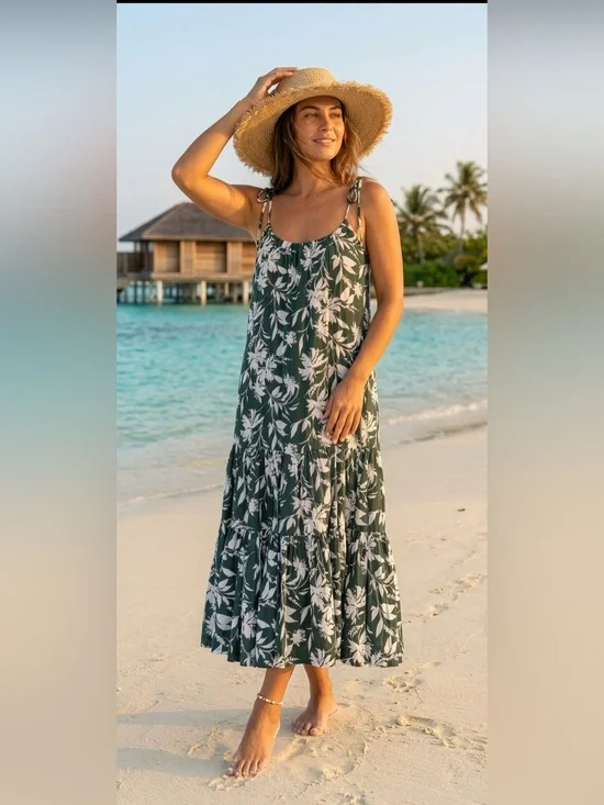 Abercrombie & Fitch Green Floral Maxi Dress