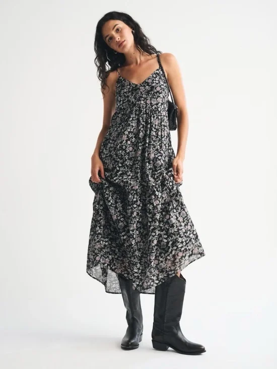 Abercrombie V-Neck Flowy Maxi Dress - M