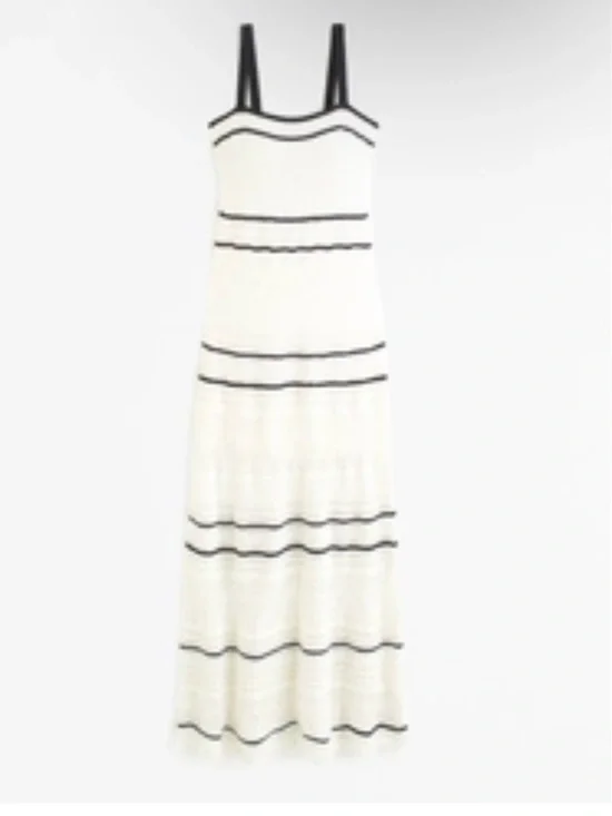 NWT crochet Abercrombie CrochetWhite Maxi Dress with Black Stripes