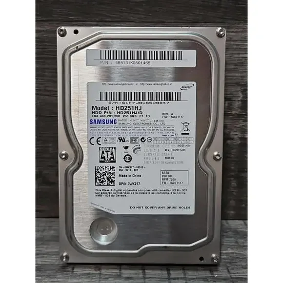 Lot of 4-Samsung HD251HJ SpinPoint F1 250GB 7200RPM 8MB Buffer 3.5in Hard Drives