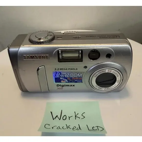 Samsung Digimax 360 Digital Camera 3.2MP Compact 12x Zoom Point & Shoot Y2K Work
