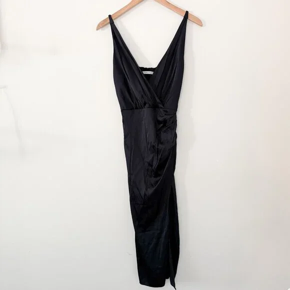 Abercrombie & Fitch Black Maxi Wrap Slip Dress