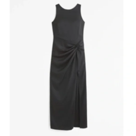 Abercrombie & Fitch Black Sleeveless Maxi with Side Twist