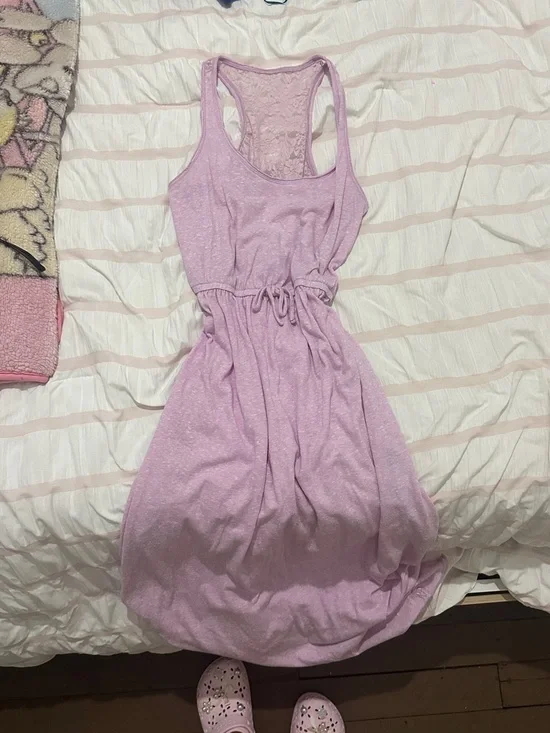 Light Lavender Racerback Drawstring Waist Dress