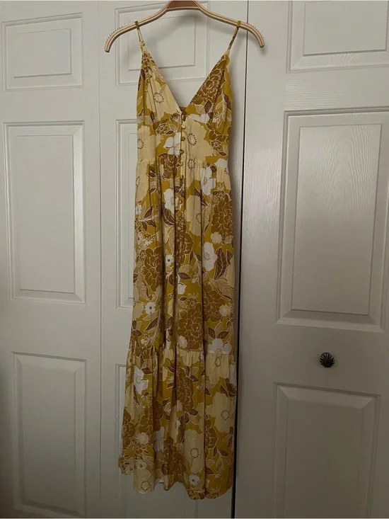 Abercrombie & Fitch Mustard Yellow Floral Maxi Dress