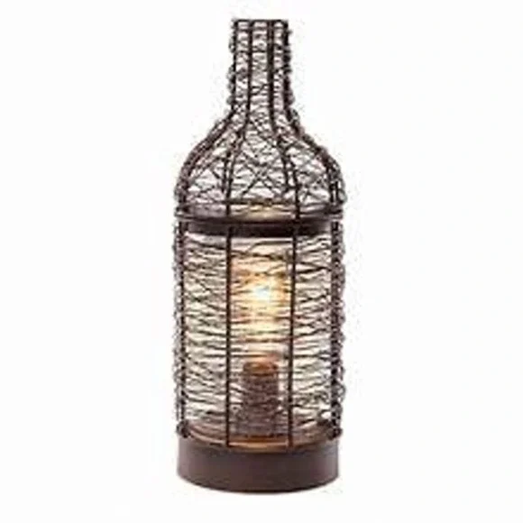 Scentsy Vino Warmer Full Size Wine Bottle Wire Wrapped Bronze Wax‎ Melt Warmer