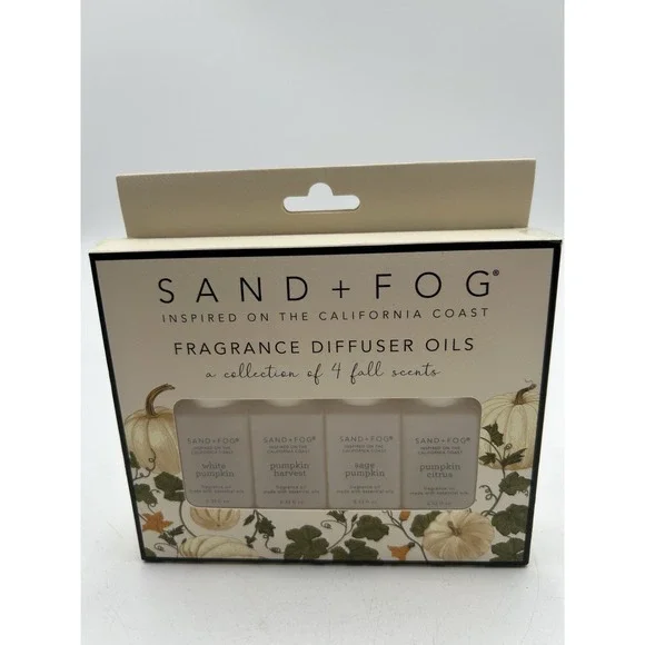 SAND AND FOG 4pk Fall Variety Fragrance Oils Set NEW Sage Pumpkin White Pumpkin