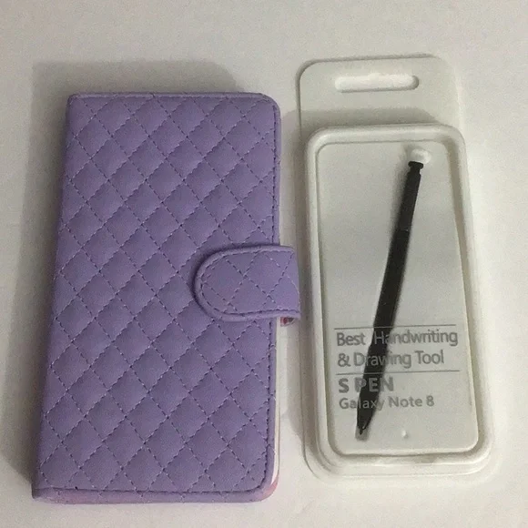 NEW Galaxy Note 8 Wallet Case Light Purple and OEM Stylus