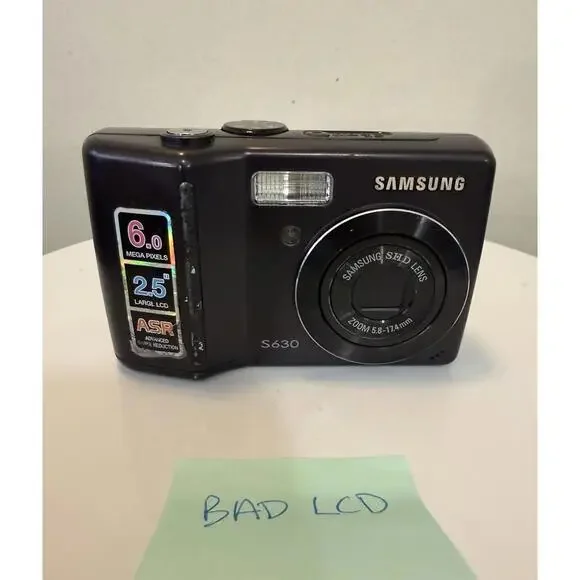Samsung S630 Compact Digital Camera 6.0 Mega Pixels Point & Shoot Works Bad LCD