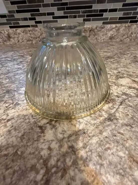 Vintage Ribbed Clear Glass Schoolhouse Light Shade