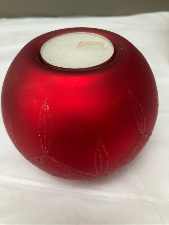 Waterford Red Frosted Round Tealight Holder