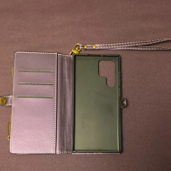 Purple Wallet Phone Case with Strap