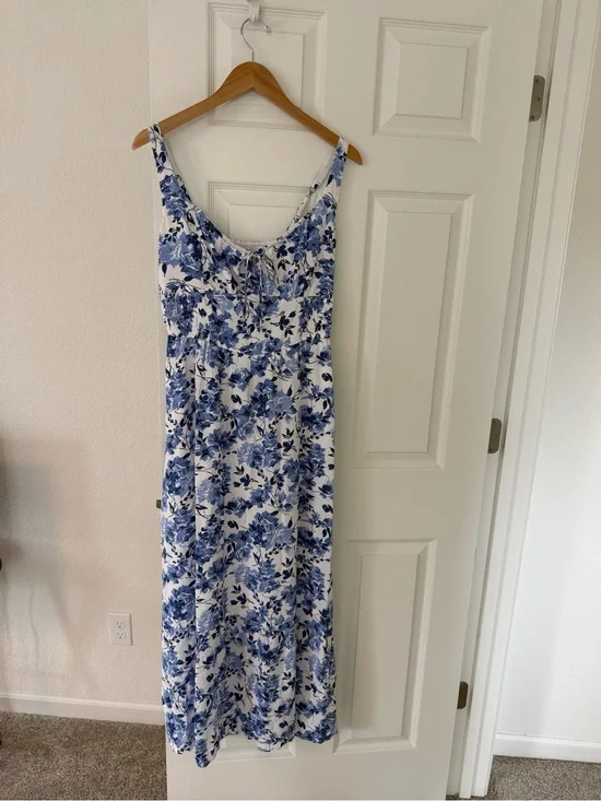 Abercrombie A&F Blue and White Floral Maxi Dress - Sleeveless Summer Dress