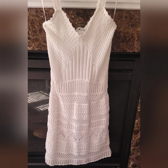 White Crochet V-Neck Sundress