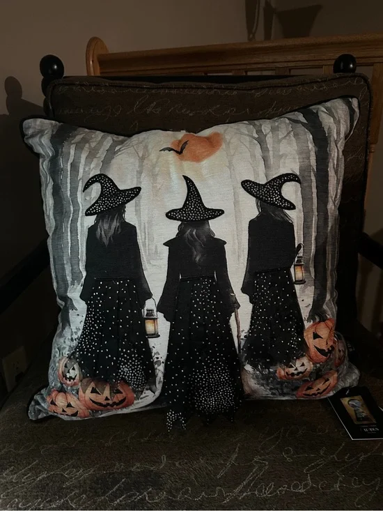 Cynthia Rowley Three Witches Halloween Pillow
