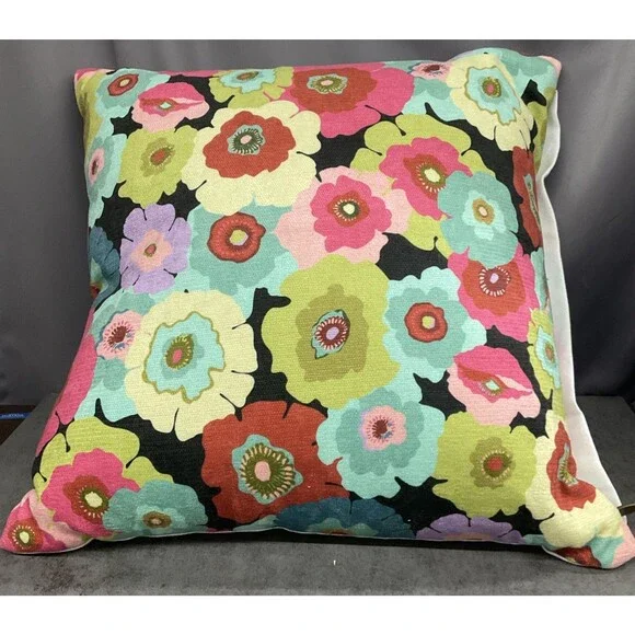 Mackenzie-Childs Floral Print Zip Cover Outdoor Pillow 18x18