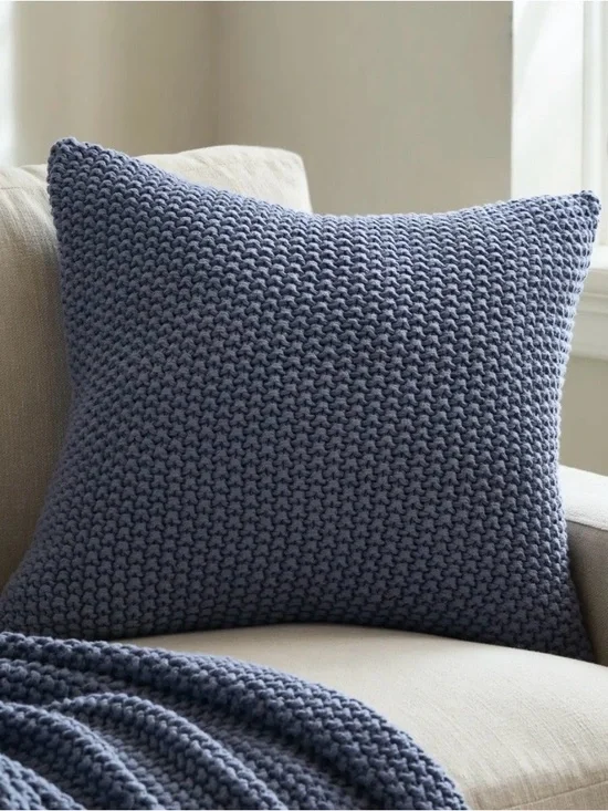 NWT Quince Cotton Fisherman Pillow Cover, 20 X 20 (Mineral)