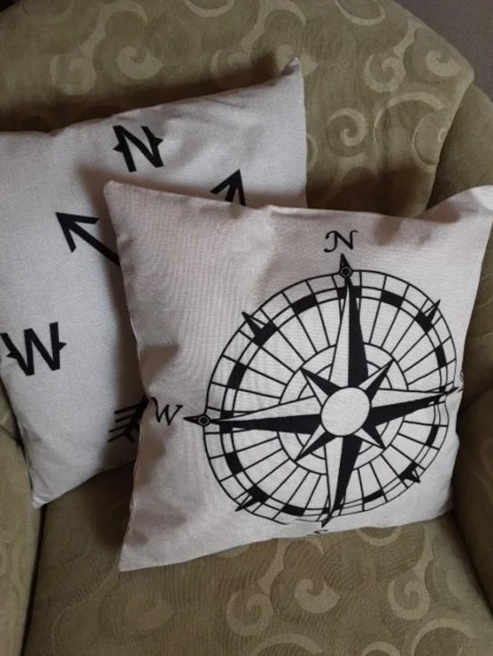 Nautical Compass Decorative Throw Pillow Covers 2