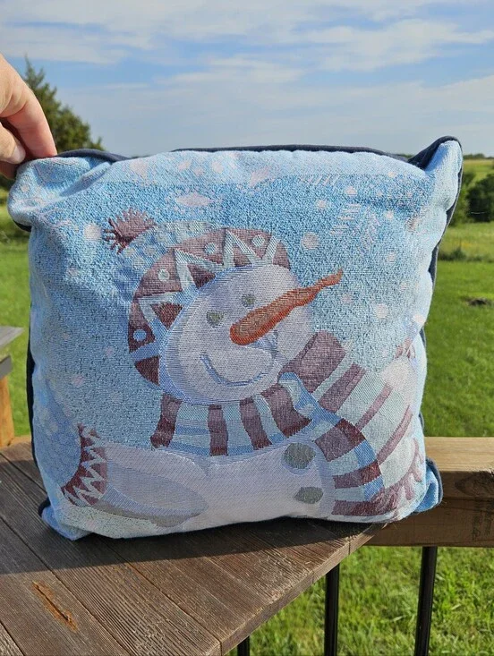 14 In Festive Snowman Throw Pillow - Light Blue