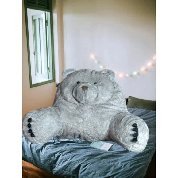 Large Plush Gray/Tan Brown Bear Floor TV Pillow Super Soft