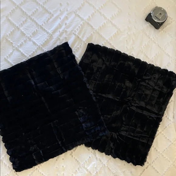 Black Faux Fur Throw Pillows new set of 2