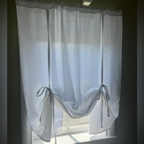 4 White Tie-Up Window Curtain