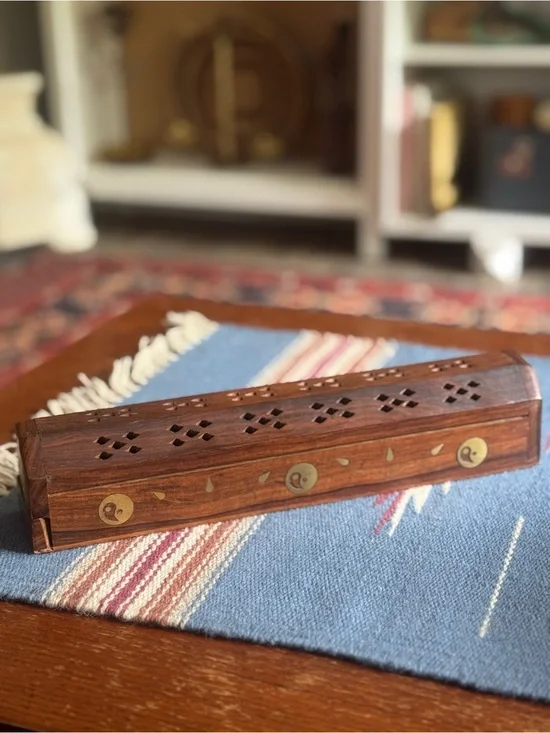 Vintage Brown Wooden Lantern-Style Incense Box