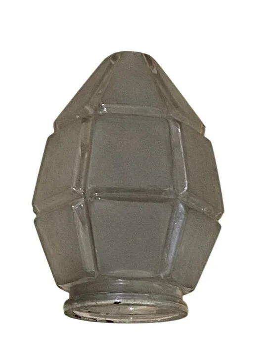 Antique Art Deco Octagonal Faceted Design Frosted Glass Shade