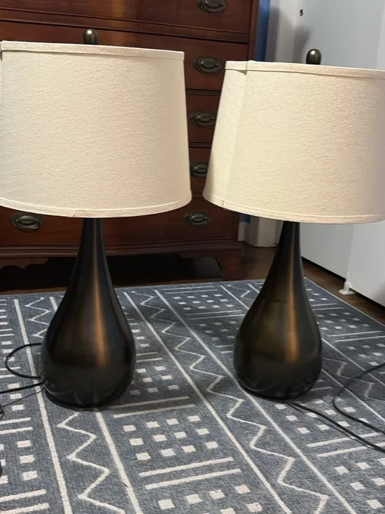 Pair - Brown Table Lamp with Cream Shade - Home Accents