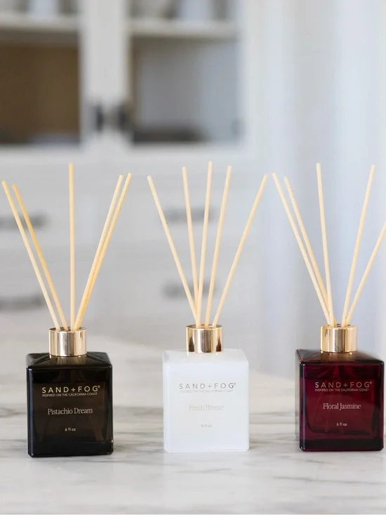 SAND+FOG Reed Diffuser 3-Pack Pistachio Dream, Fresh Breeze, Floral Jasmine