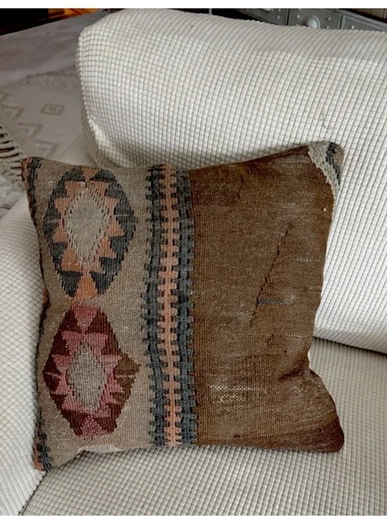 Turkish KILIM Pillow Cover 17” Square NEW!